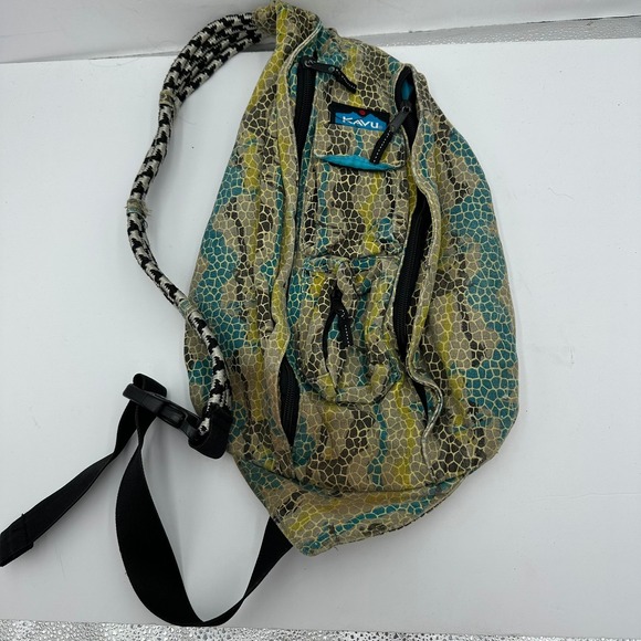 Kavu Handbags - KAVU Rope Sling Bag Crossbody Backpack Snakeskin Print Canvas Outdoor Utility